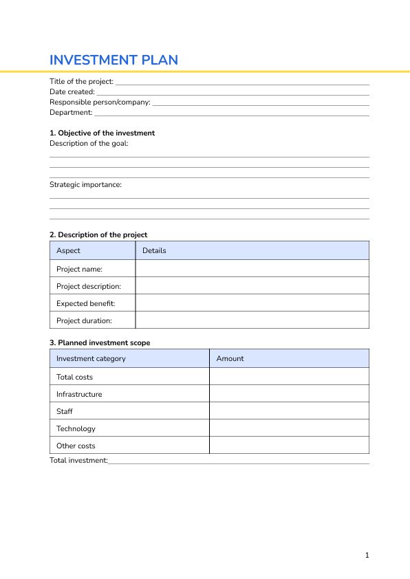 Investment plan