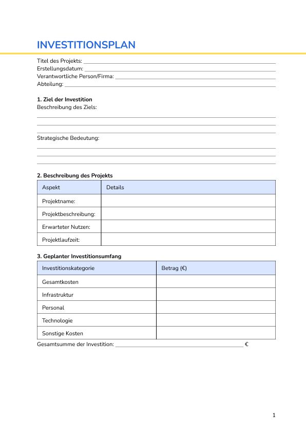 Investitionsplan