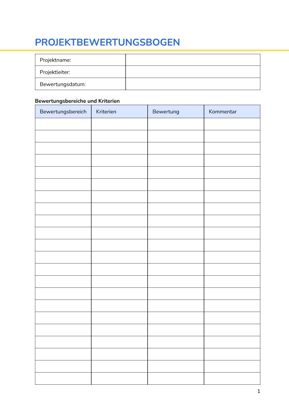 Projektbewertungsbogen
